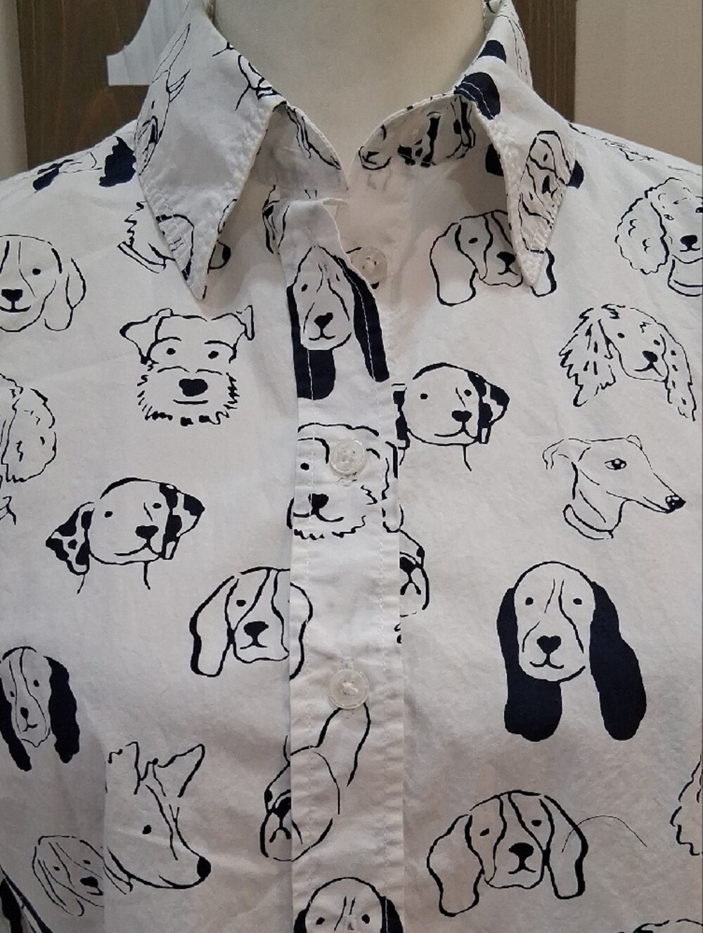 Boden Sienna Cotton Button Front Shirt With Allover Dog Breed Print Size 6R - Picture 4 of 9